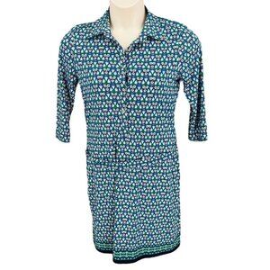 Max Studio Floral Print Shirt Dress Size S Belted Half Sleeve Collared x Studio